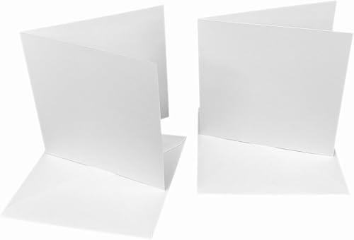 DJP 6x6 Pre-Creased Card & Envelopes. 300gsm Blank Cards for Card Making Gift Greeting Cards & 100gsm White Envelopes. Pack of 50