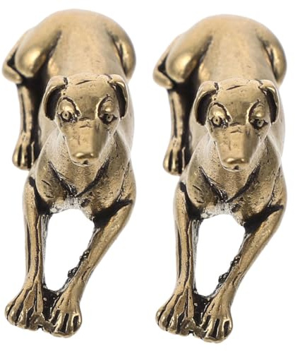 Cabilock 2 STK. Messing Figurine Retro Vintage Hunde Dekoration für Schreibtisch Wohnzimmer Regal Kleine Hound Figurines als Sammlerstück und für