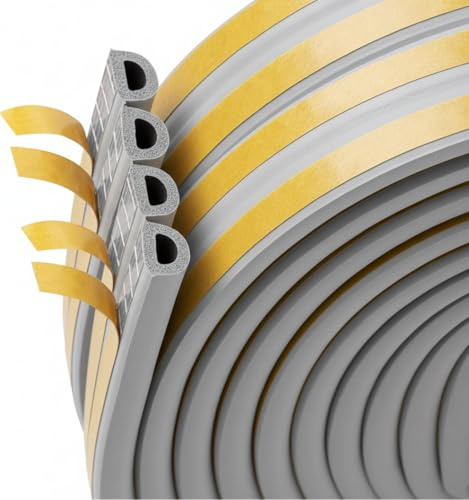 Bande d'étanchéité autocollante pour portes et fenêtres - 20 m - Anti-collision - En caoutchouc mousse - Isolation acoustique - Gris