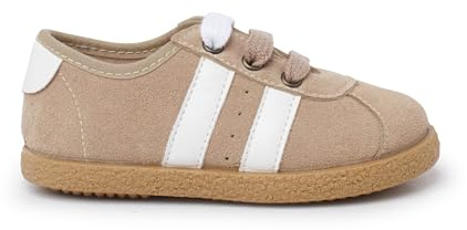 Pisamonas Zapatillas Rayas Laterales Blancas Doble Cordón Talla 26 Color Beige