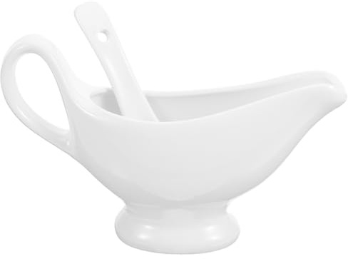 VERDANVERSE Cubo De Jugo De Bistec De Cerámica Salsera Para Salsa Taza Con Cuchara Recipiente Para Condimentos Para Mesa De Comedor