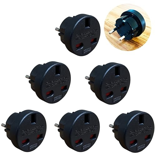 EU Travel Adapter [6-Pack], UK to European Plug Adapter, Europe Converter Type C, E, F for Spain, Italy, Portugal, Germany, Netherlands, Greece, Poland, Turkey and More