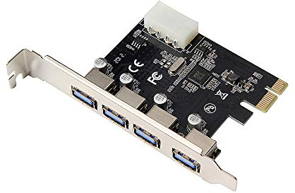 Dioche Adattatore PCI Express per Scheda di Espansione da PCI-E a 4 Porte USB 3.0 con Interfaccia di Alimentazione per PC Desktop - Trasferimento Dati Ad Alta velocità da 5 Gbps