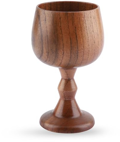 Copa de vino de madera, copa de cáliz vintage del Santo Grial, copa de comunión de madera maciza para fiestas en casa