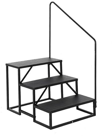 GarveeTech Sichere Wohnmobil-Trittstufe – rutschfest, 300 kg Traglast, robuste Stahlleiter – Extra breite Stufen, perfekt für Wohnwagen, Camper, Garten & Haustiere – Gelb/Schwarz – 3-stufig mit