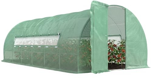 Outsunny Invernadero de Jardines y Huertos con Ventanas para Cultivos Plantas y Verduras 6x3x2 m Cubierta de PE 140 g/㎡ Material de Acero