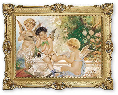 Lnxp Wunderschönes Gemälde 90x70 cm Künstler; Carpar *3 Engel Himmlische Spiele * Bild Bilder Barock Rahmen Antik Repro Renaissance 58B