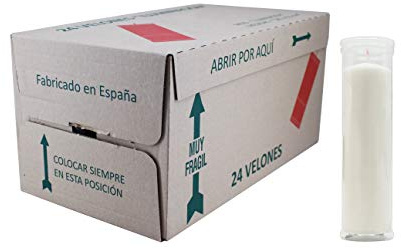 Velón Blanco Grande Velas de Algodón Puro Sin Perfume Pack 24 Unidades (Blanco)