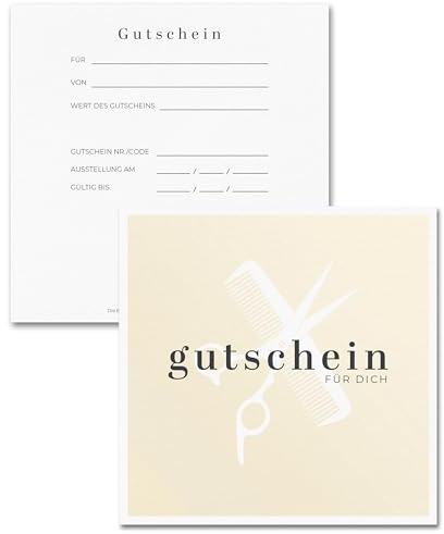 Frank Paperman® | 60x Gutschein für Kunden | Friseur Gutschein | Gutscheine zum selber Ausfüllen | Gutschein Vordruck in Quadratform | Geschenkkarten