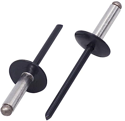 SKIR'CO (100 Stück) Großflansch Alu Blindnieten 4,8 x 18 mm, Edelstahldorn, RAL 7016 Anthrazitgrau