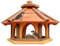 Vogel Futter Haus Futterstelle Sechseck aus Holz Vogelhaus,Vogelfutterhaus zum Stellen für den Garten.Futterstation für Wildvögel (Braun+Rot+Gelb)