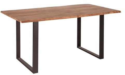 Riess Ambiente Esstisch Mammut 160cm - schwarz Natur - Akazienholz - robust | Massiv, 6 Sitzplätze, hochwertig, individuelle Maserung, Unikat, natürliche Baumstruktur, Baumkante, Stahlgestell