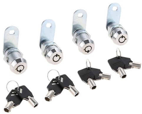 4 juegos de cerradura de leva con llave Tubular, cerradura de armario for puerta, caja de seguridad, cajón, muebles, cerraduras de leva cilíndrica con candado de llave(30mm)