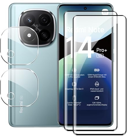 Tieeyivv Protector de Pantalla para Xiaomi Redmi Note 14 Pro Plus 5G Cristal Templado+ Protector de Lente de Cámara, Cobertura Total Vidrio Templado [9H Dureza] HD Film Cristal Templado