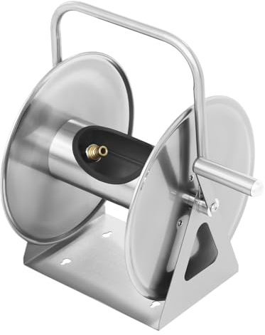 Enrollador de manguera de acero inoxidable para manguera de jardín, enrollador de manguera de agua, rollo de manguera de jardín, caja de manguera, montado en la pared, montado en el suelo