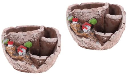 Toddmomy 2 Pezzi Vaso di fiori succulenti argilla piante vaso da giardino all'aperto fioriere Alto portafiori in cemento Fioriscimento creativo vaso da fiori da scrivania Simpuzzo di fiori