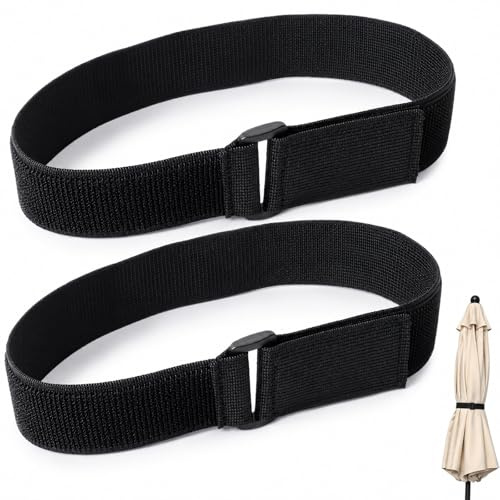 2 Pcs Adjustable Elastic Cinch Straps Securing Straps for Parasol with Hook and Loop Heavy Duty Windproof Tie Downs with Quick-Release Buckles for Garden Umbrellas Camping Gear Yoga Mats Outdoor