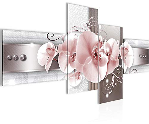 Runa Art Bild XXL 4 Teilig Blumen Orchidee 200 x 100 cm Kunstdruck auf Vlies Leinwand Wanddeko Wohnzimmer Schlafzimmer 008341b