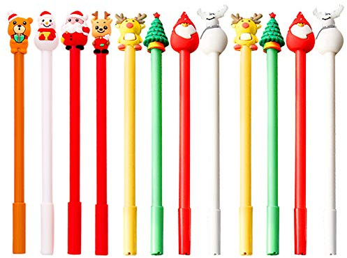 Gelschreiber 12 Stücke Weihnachten Nette Rollerball Kugelschreiber Schreibwaren Set 0,5mm Fineliner Stift Skizze Schreiben Zeichnung Marker für Hinweis Kalender Färbung Büro Schulbedarf Kunstprojekte