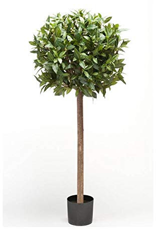 artplants.de Arbusto Redondo de Laurel sintético DRODY, Tronco Real, Frutos, 120cm - Bola de Laurel Falso - Planta Artificial