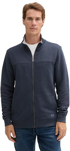 TOM TAILOR Herren Sweatjacke mit Stehkragen, 19024 - Sky Captain Blue White Melange, L