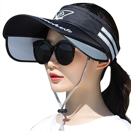 IPENNY Retractable Visor Sun Hat Widen Brim Baseball Cap Adjustable Golf Tennis Volleyball Cap UV Protection Hat Lightweight Summer Headwear Open Sun Visor Cap for Men Women