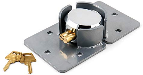 QWORK Steel Puck Lock Set 2-7/8 with Hasp – Heavy Security Lock for Truck Doors, Gates & Containers