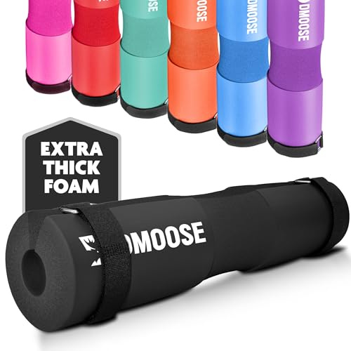 DMoose Fitness Barbell Pad for Hip Thrust, Squat & Lunges - Non-Slip Thick Foam Cushion for Neck and Back Support with Two Straps - Hip Thrust Pad for Leg Day - Fits All Olympic Bars and Smith Machine