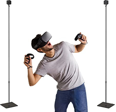 Skywin Soporte de vidrio de alambre oculto para realidad virtual, compatible con sensores HTC VR, estación base para sensores de constelación Vive Steam VR y Rift (paquete de 2)