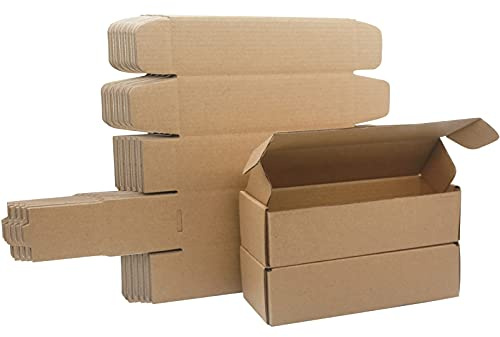 STRBOXONG Korrugerade kartonglådor, 255 × 65 × 65 mm Royal Mail små paket PiP postlådor, långa smala bruna förpackningslådor för företag, postning, lagring eller gåva (paket med 10)