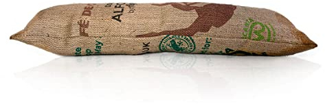 90 x 30cm Door Draught Excluder, Recycled Hessian, Herdwick Wool Filled | 15cm Across So It Sits in the Gap and Holds Its Shape, Coffee Sack Outer With a Dense Springy Core, Made in the UK