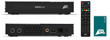 Pack Décodeur Satellite Full HD Ti9 + Carte Tivùsat HD Activation Comprise - Full HD 1080p, Programmes TV Gratuits sur Tivùsat & Chaînes Satellites Gratuites Hotbird, Astra
