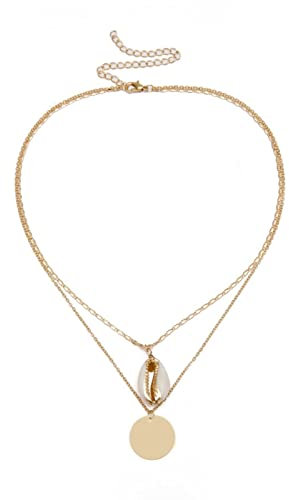 Stfery Muschelkette Vergoldet, Layering Kette Lang Hülse Halskette Frauen Schmuck 50CM Tochter Geschenk