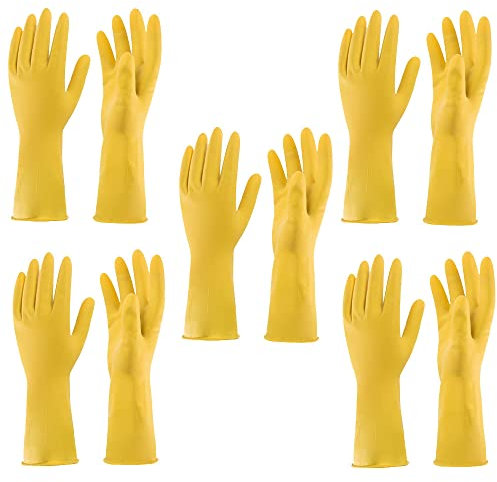 SXJART Gummi-Reinigungshandschuhe Gelb für Haushalt, wiederverwendbare Geschirrhandschuhe für die Küche. L 5