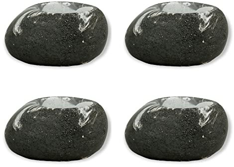 Beton Kerzenhalter schwarz-grau 4 Stück 10 x 13cm in Stein-Optik Teelicht-Halter Windlicht Tisch-Deko