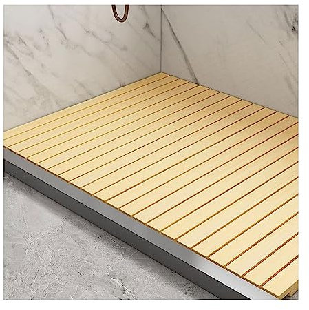 Villa Bamboo - Tappetino da bagno in legno per interni o esterni, tappetino da bagno piatto in legno, tappetino da doccia di lusso, tappetino da doccia in bambù, tappetino da sauna in teak (colore