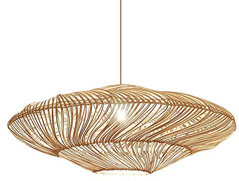 THAELY Lampe À Suspension Tissée De Style Rustique Nordique Lampe Suspendue en Paille De Vigne Faite À La Main Abat-Jour Suspendu en Rotin Noir pour Ferme Luminaires De Décoration Intérieure pour
