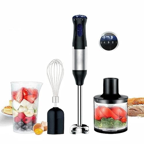 4-in-1 Hand Blender - Immersion Stick Mixer with Meat Grinder, Vegetable Chopper, Whisk, and Smoothie Cup - Powerful and Versatile Kitchen Tool