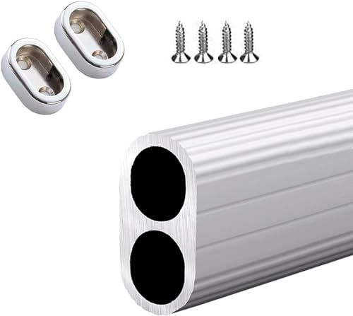 Schrankstange aus Aluminium, oval, 1, 2, 3, 4, 5 Fuß lang, Garderoben-Kleiderbügelstange mit Flanschabdeckungsbeschlägen, zum Aufhängen von Kleidung, Balkon, Zuhause, Wohnheim (Farbe: Hellkaffee, Größ