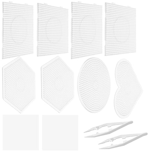 STOBOK 1satz Pegboards Für Bastelperlen Kreativ Teilen Inklusive Quadratischer Herzförmiger Sechseckiger Und Runder Steckplatten Für Kreative Projekte