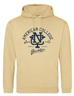 AMERICAN COLLEGE USA Tröja tröja med tryck varma kläder unisex barn pojkar och flickor casual modell ACSCW6 beige 12 år, Beige färg, 12 �r