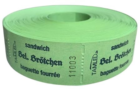 TAMLED Bonrolle BELEGTES BRÖTCHEN 1000 Abrisse perforiert nummeriert
