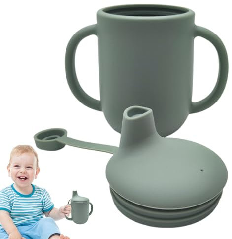Schnabeltasse, Übergangstasse, Schnabelbecher, Silikon-Trinkflasche mit Griffen, auslaufsicher, 150 ml, auslaufsicher, Trainingstasse für Babys, spülmaschinen-/mikrowellengeeignet