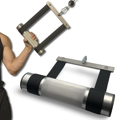 OAP Armwrestling Wrist Roller I Appareil d'entraînement pour le tirage de câbles I 100% Made in Germany I Station de musculation I Entraîneur pour les mains et les doigts (noir/argent, Large ø 50 mm)