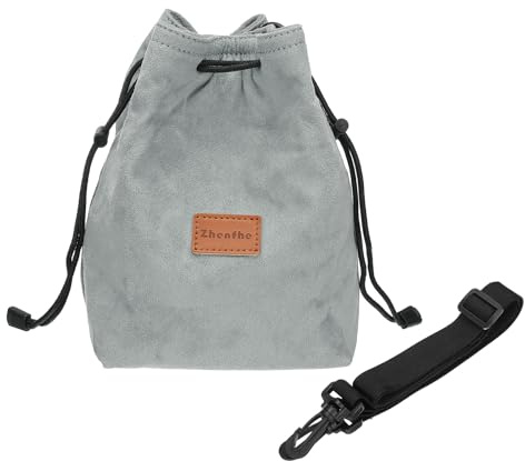 PATIKIL Camera Bag, Drawstring Pouch with Adjustable Shoulder Strap Portable Handbag for DSLR Camera, Gray，Size M