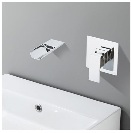 GLYYR Waterfall Bathroom Sink Faucet Wall Mounted Bathtub Faucet Single Handles Tub Faucet Bathroom Faucet Modern Concealed Brass Basin Mixer Tap