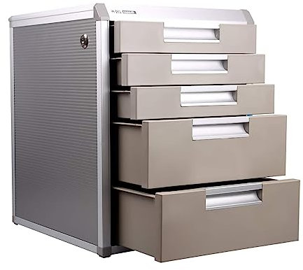 Aktenschrank, Büro, Schreibtisch-Aufbewahrungsbox, Regal – 4/5 Schubladen, Aufbewahrungsschubladen aus Aluminiumlegierung, Schreibtisch-Aufbewahrungseinheit, Organizer, abschließbarer Aktenschrank, A4