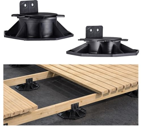 10 piedini regolabili per livellamento del terrazzo, basamento di supporto per terrazzo flottante/pedana/terrazzo composito, base resistente per costruzione di terrazzo e progetti fai-da-te (18mm-30mm