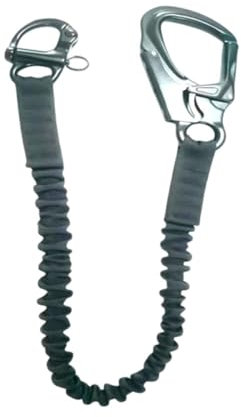 perfk Absturzsicherung, elastisches Bungee-Seil mit Karabinerhaken, Schnellverschluss, Kletterseil für stoßdämpfende Überdachungen, Schwarz