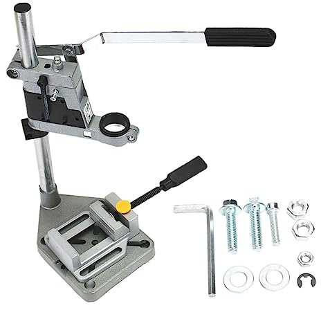 DOITOOL Adjustable Bench Clamp Drill Press Stand for Hand Drill Sturdy Floor Stand Silver Finish